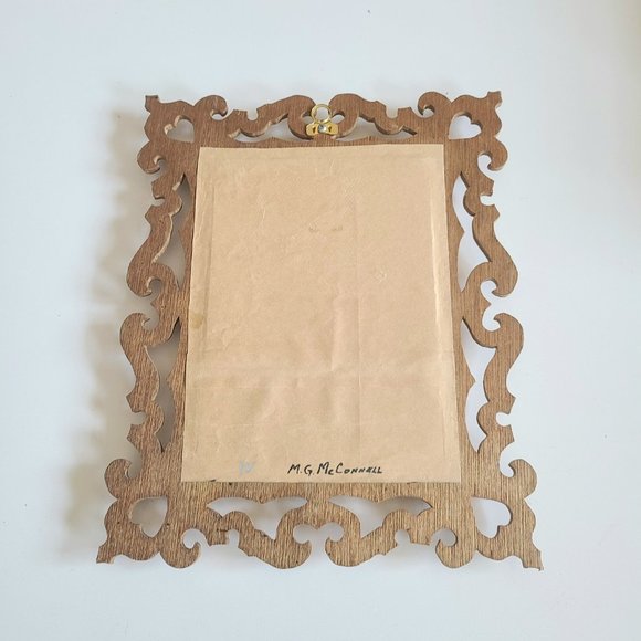 Vintage mirror in wooden handmade frame with birds. - Picture 4 of 5